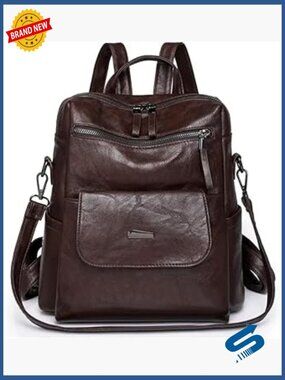 Vintage PU Leather Fashion Backpack Purse for Women - Waterproof Anti Theft